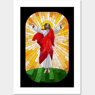 stained glass painting of Jesus Christ Posters and Art